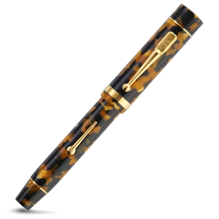 Conway Stewart Churchill Honey Noire Gold Lever-Fill Pióro Wieczne 18k