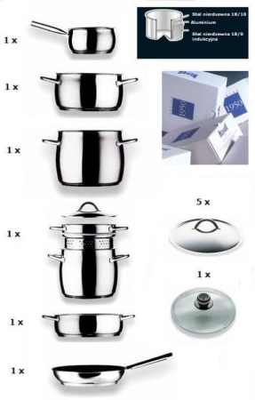 Mepra Garnki Stalowe 1950 Zestaw 11 el.